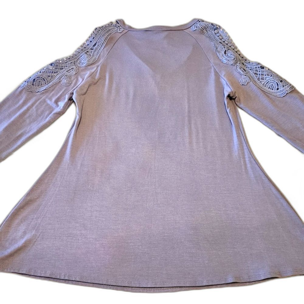 NWT Peck & Peck Cold Shoulder Lace Accent Tunic Periwinkle Blue Women Sz S